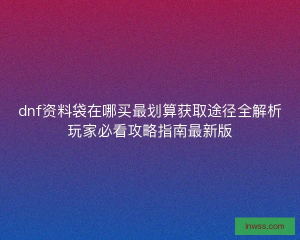 dnf资料袋在哪买最划算获取途径全解析玩家必看攻略指南最新版