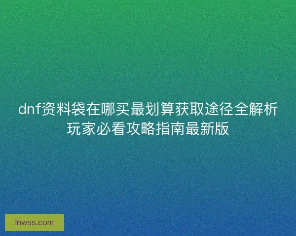 dnf资料袋在哪买最划算获取途径全解析玩家必看攻略指南最新版